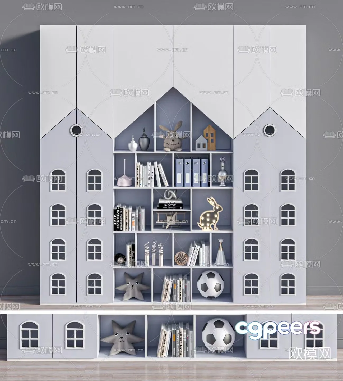 Modern children’s bookcase decorative cabinet 3d model