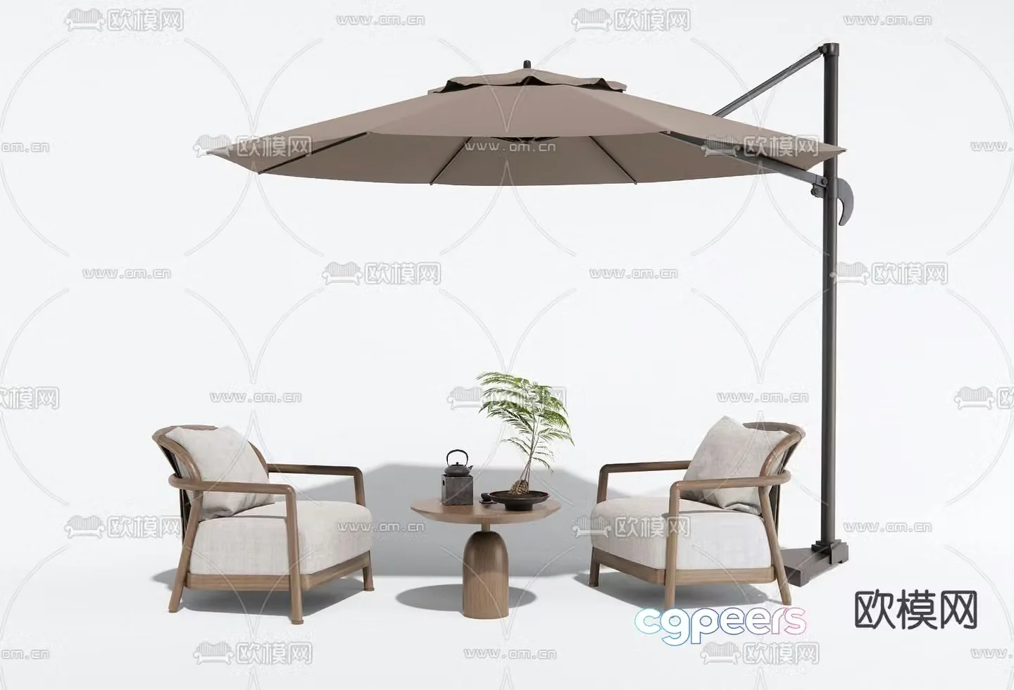 New Chinese style outdoor chair leisure chair parasol 3d model