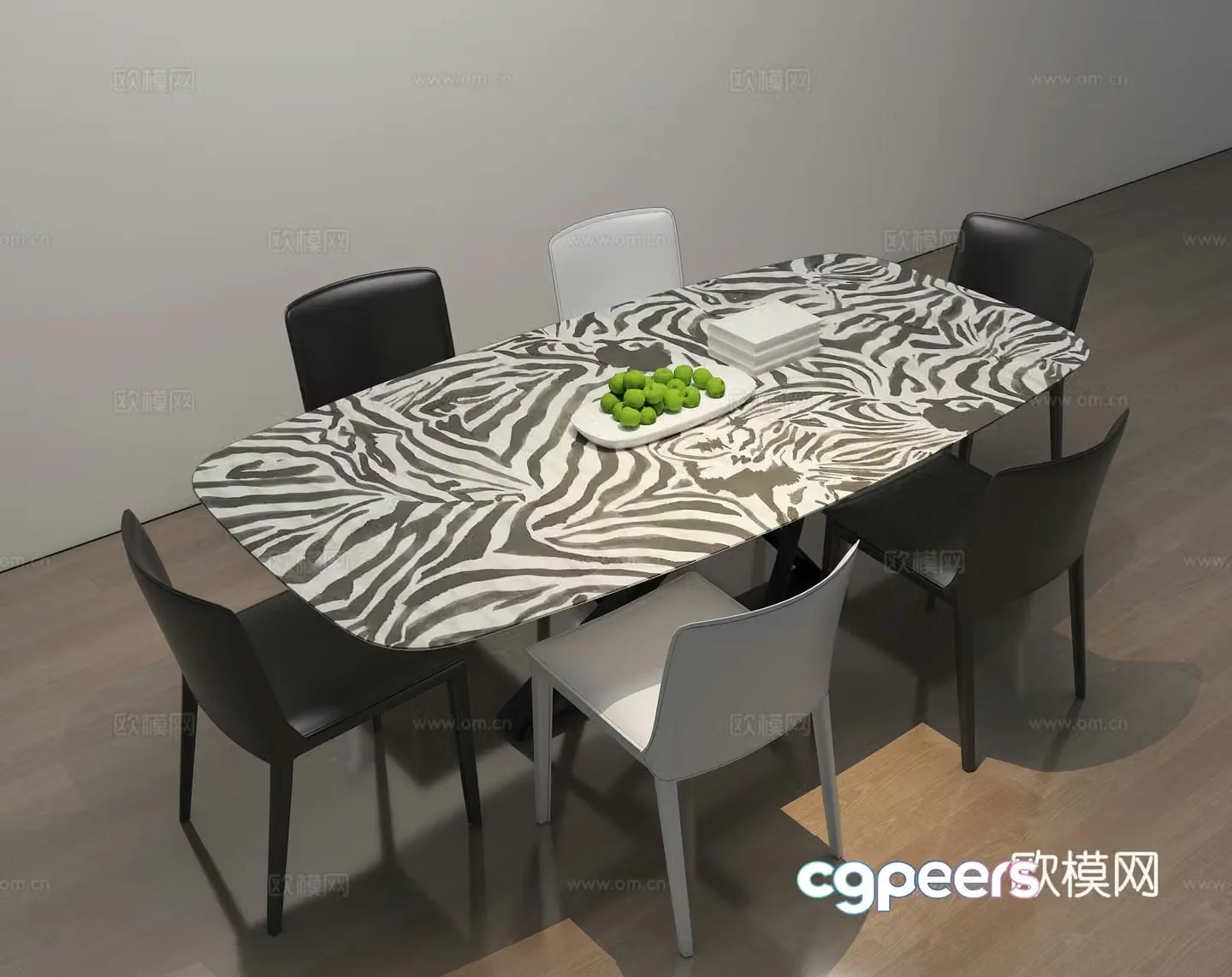 Modern dining table and chair 3d model