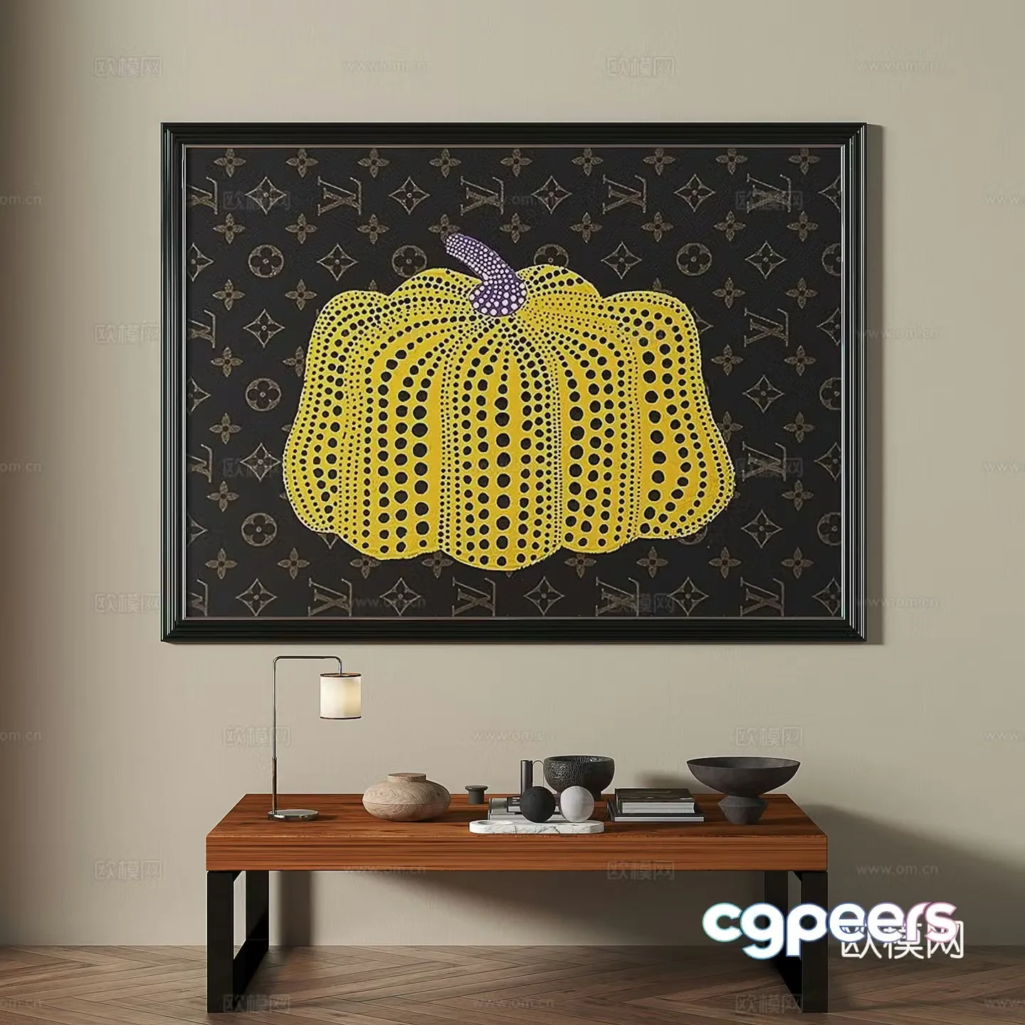 Middle ages retro simple abstract decorative painting 3d model