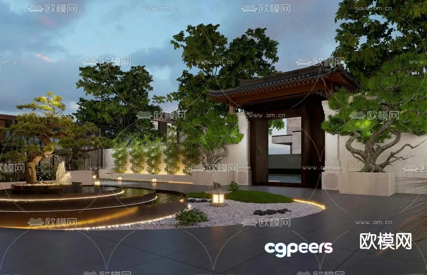 Courtyard landscape villa garden 3d model