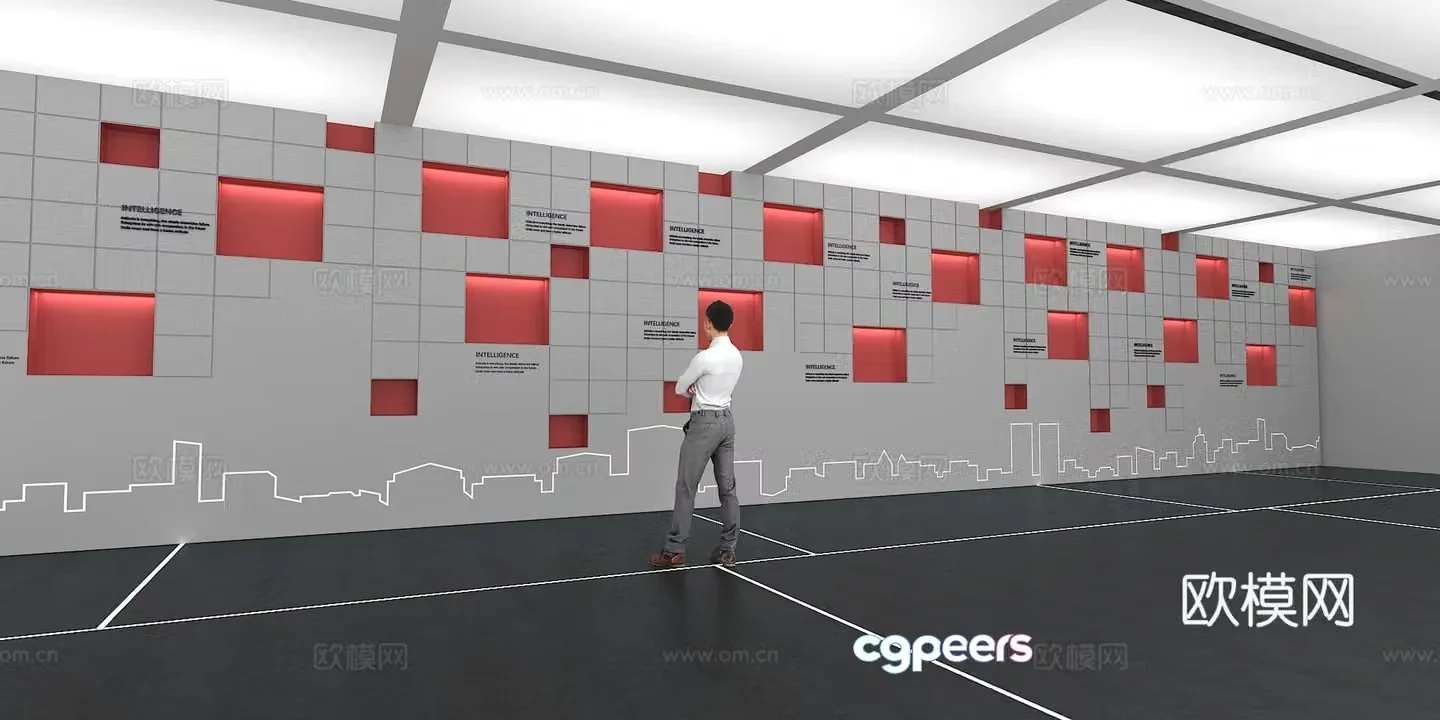 Cultural wall Corporate culture wall Display wall Classroom Exhibition hall Campus culture Corridor 3D model