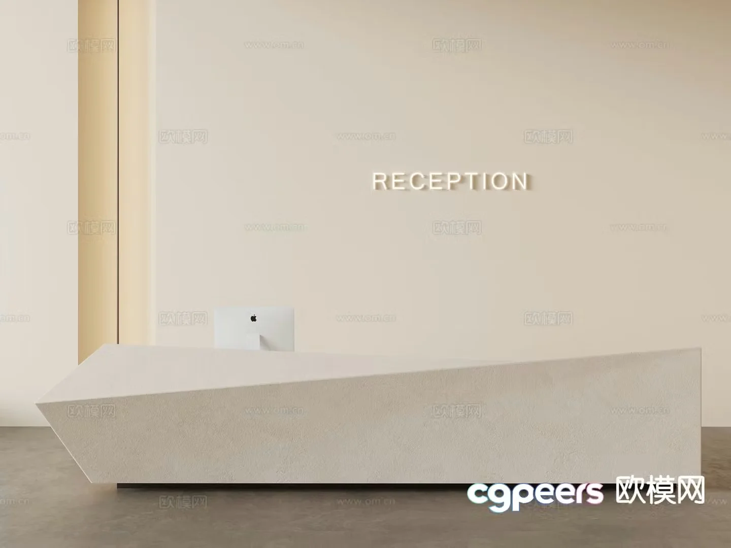 Modern front desk reception desk bar service desk 3d model