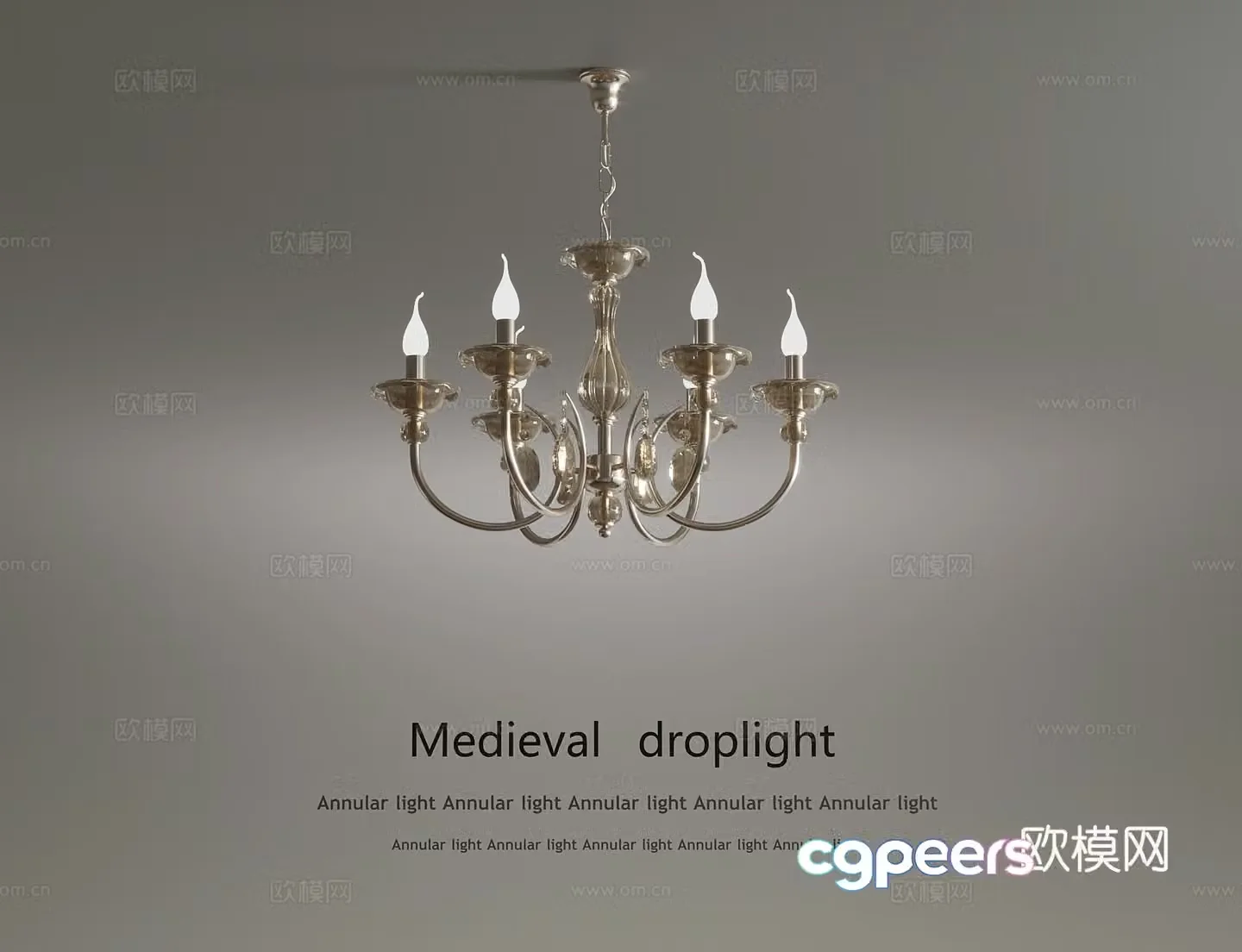 08 European style light luxury candlestick chandeliers 3D model