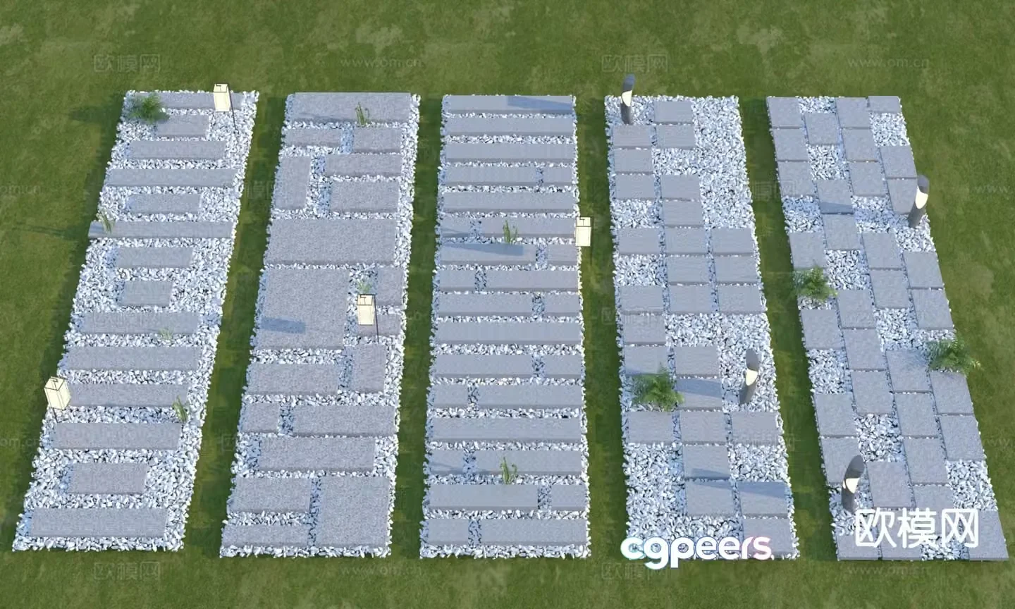 Chinese style landscape garden road tingbu park tingbu paving 3d model