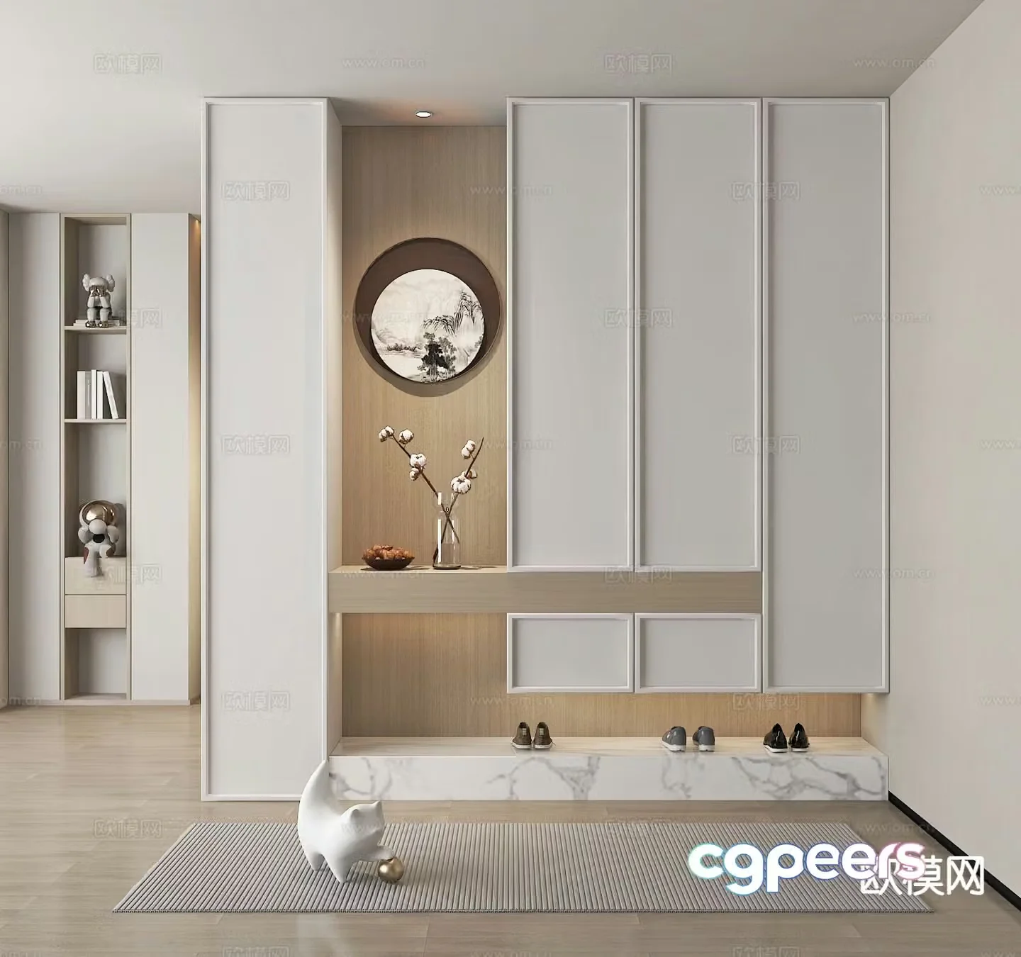 New Chinese style porch shoe cabinet 3D model