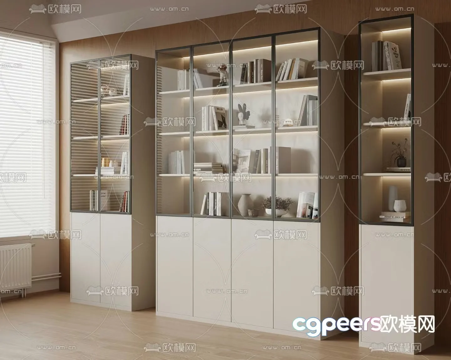 Modern bookcase display case 3d model