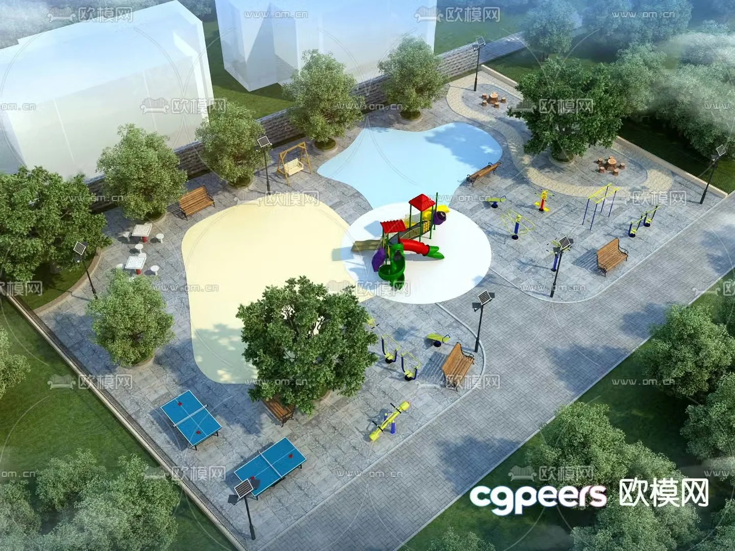 Community landscape square landscape leisure square 3D model