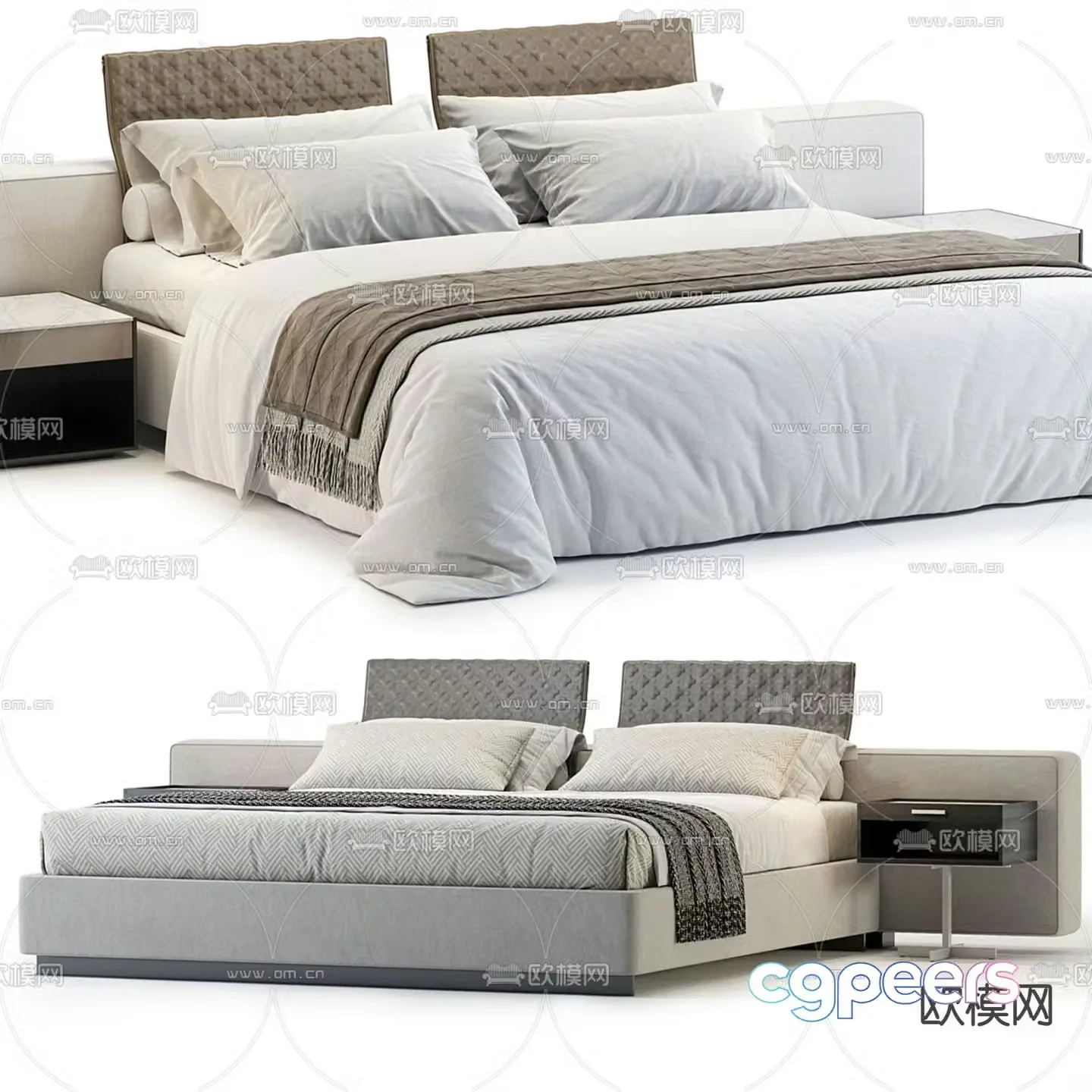 Modern double bed 3d model