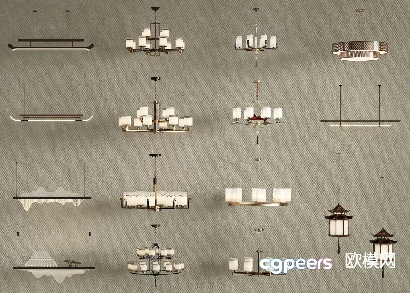 New Chinese style chandelier Zen chandelier living room chandelier 3d model