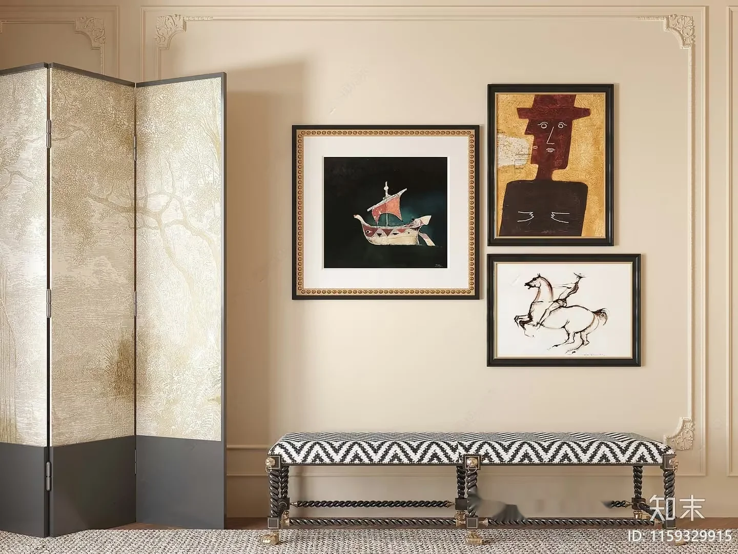 Modern Art Display 3D Model – 19130 – VRAY Render