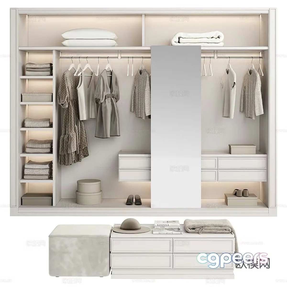 Modern cloakroom open wardrobe 3d model