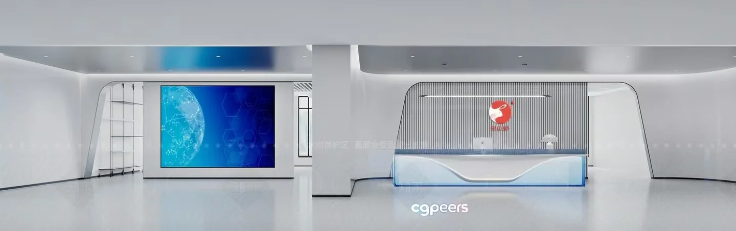 Modern Office Reception Area 3D Model – 2376 – VRAY Render