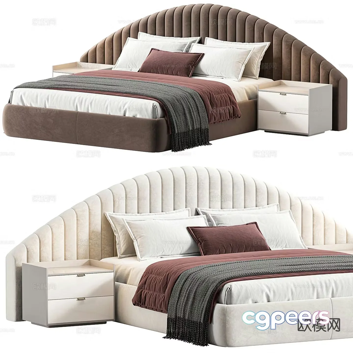 Decoreo European style double bed 3d model