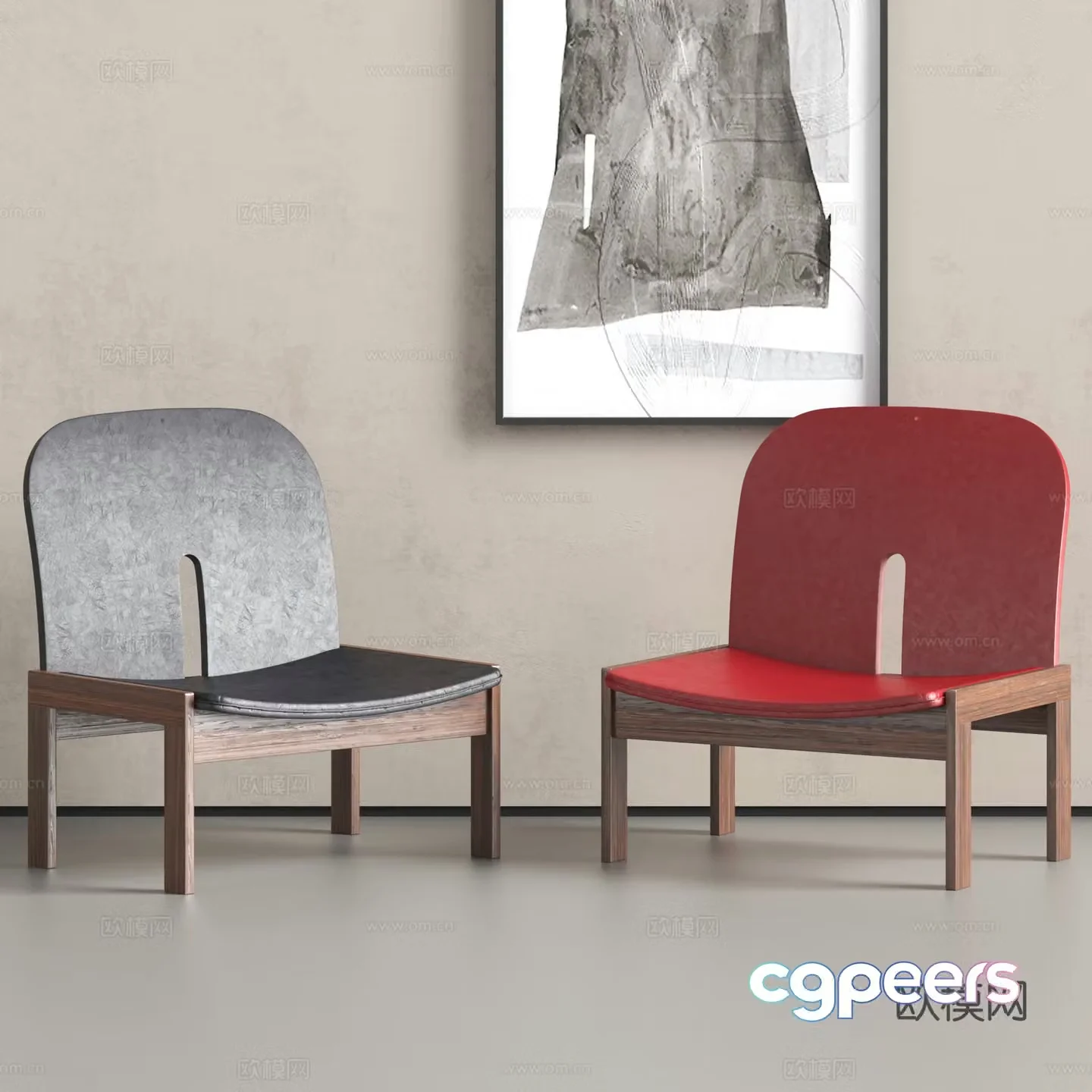Wasabi chair retro solid wood chair casual solid wood chair light luxury single chair 3D model