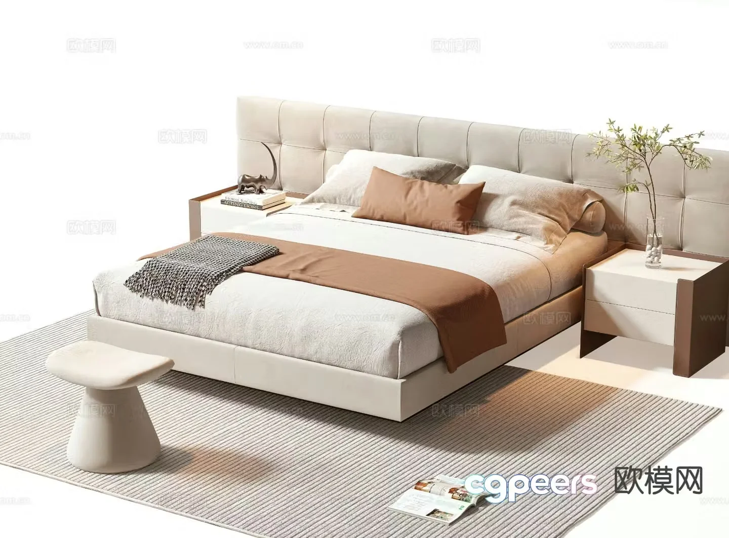 Modern double bed 3d model