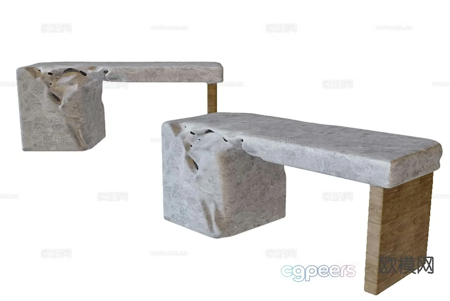 Wabi-sabi outdoor stool bench bench 3d model
