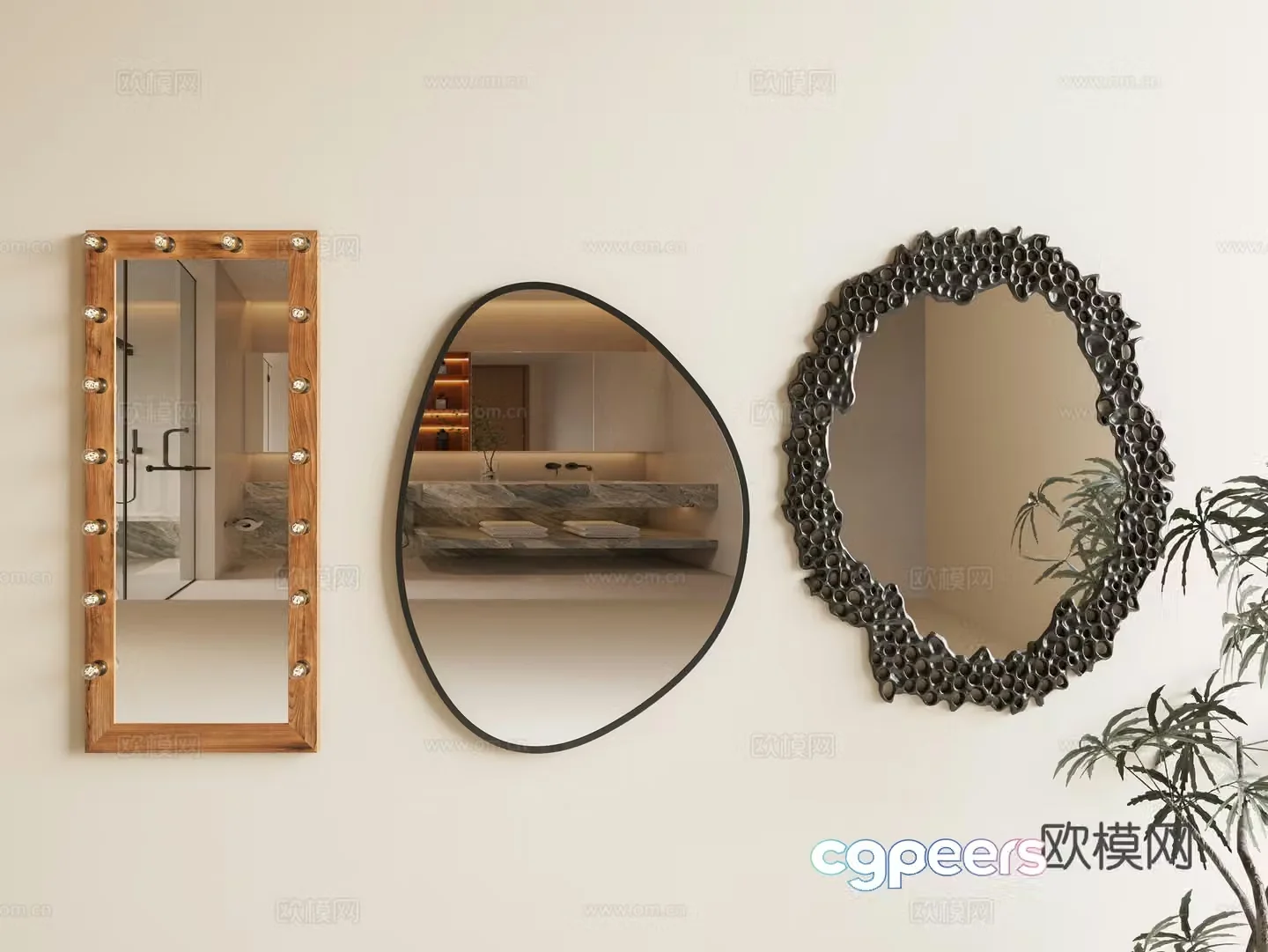 Dressing room mirror Middle Ages Wabisa mirror Middle Ages Wabisa mirror Bathroom mirror Decorative mirror 3D model