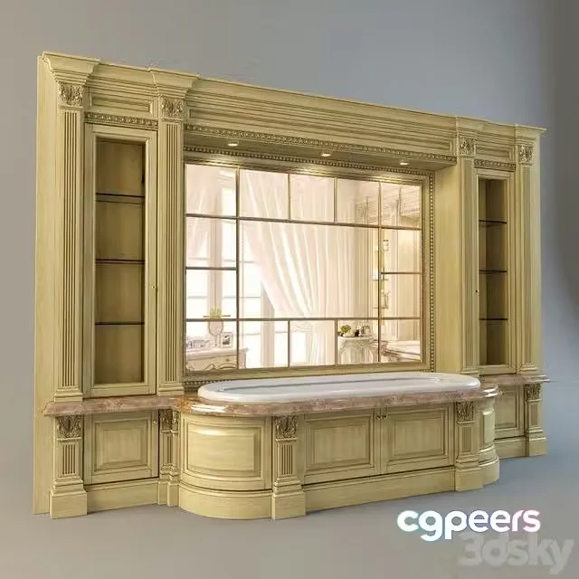 3ds Max Free – The wall with furniture and bathroom