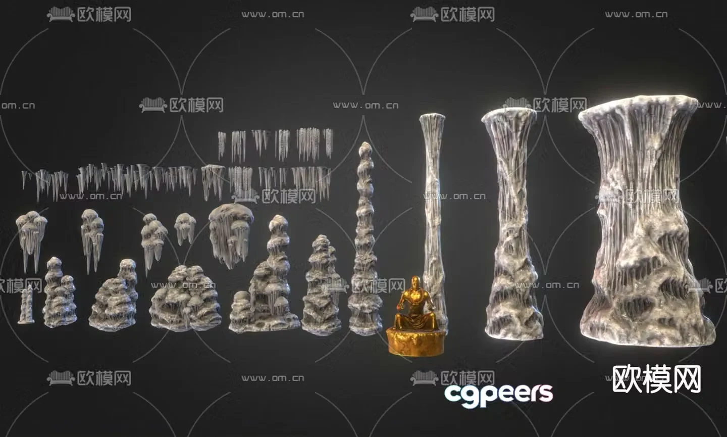 stalactite landscape stone cave stone 3d model