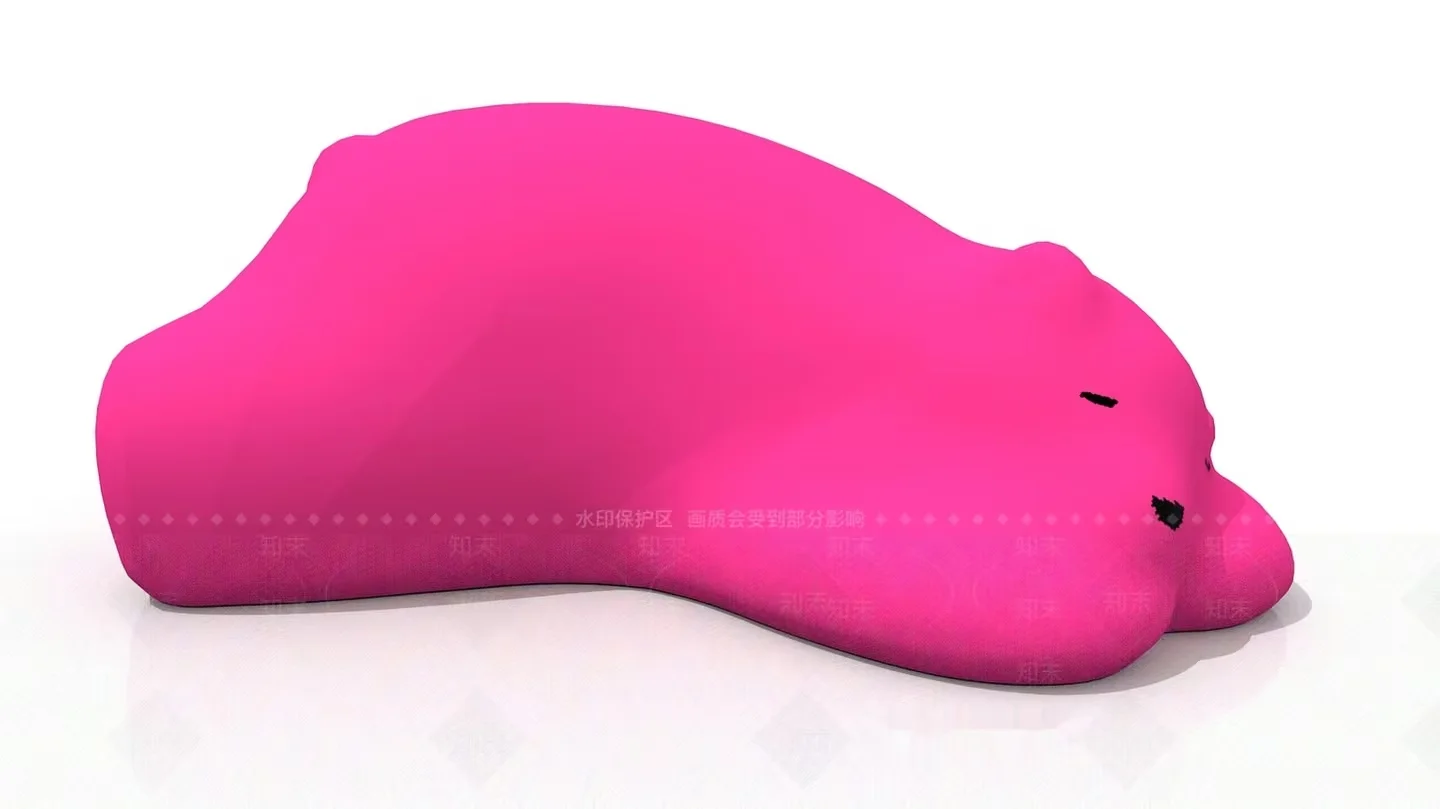 A Pink Cartoonish Object With A Face 3D Model – 4964 – VRAY Render