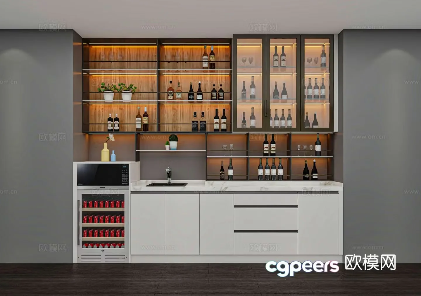 Modern wine cabinet 3d model