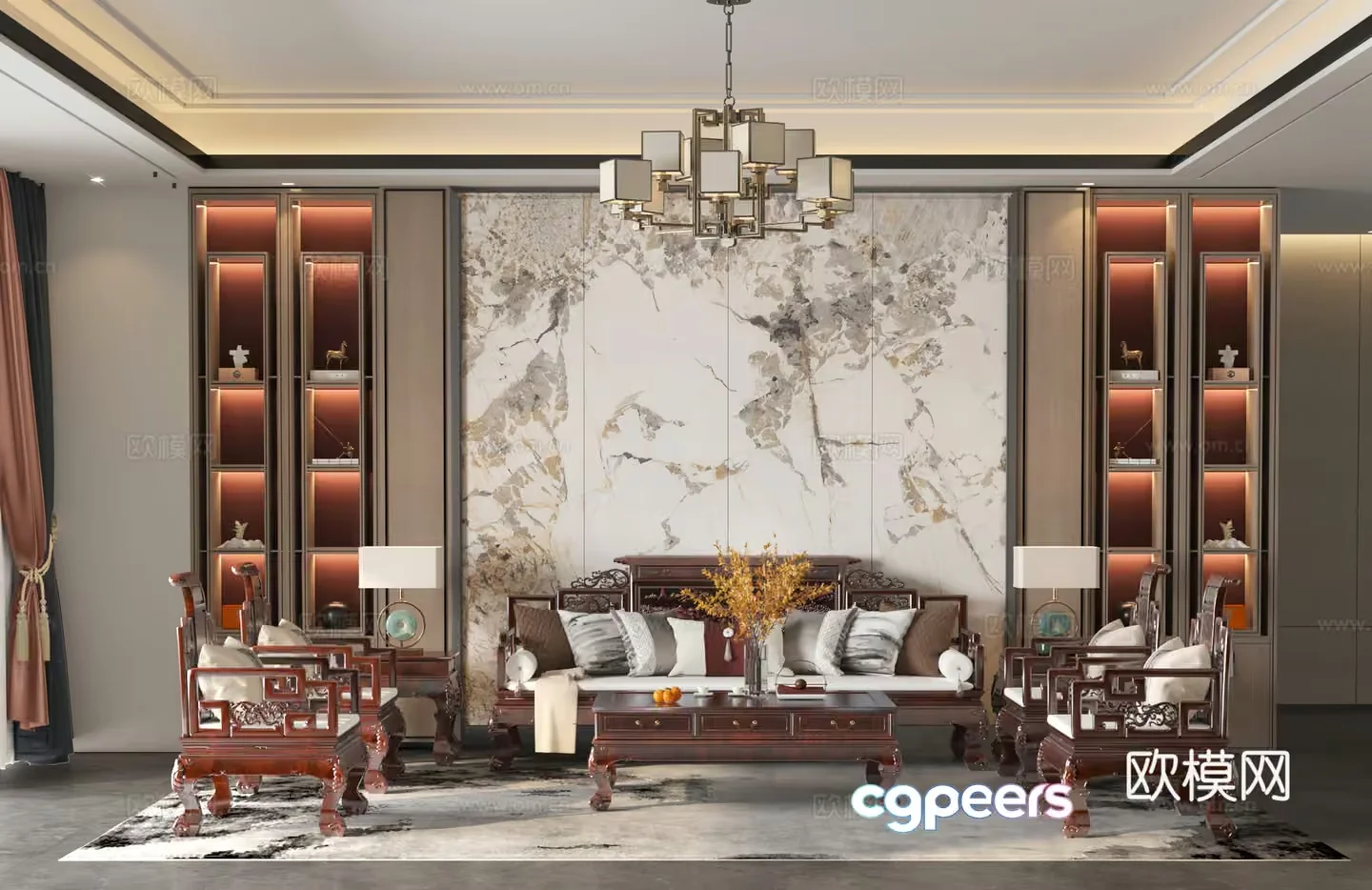 A Modern Living Room 3D Model – 20093 – VRAY Render