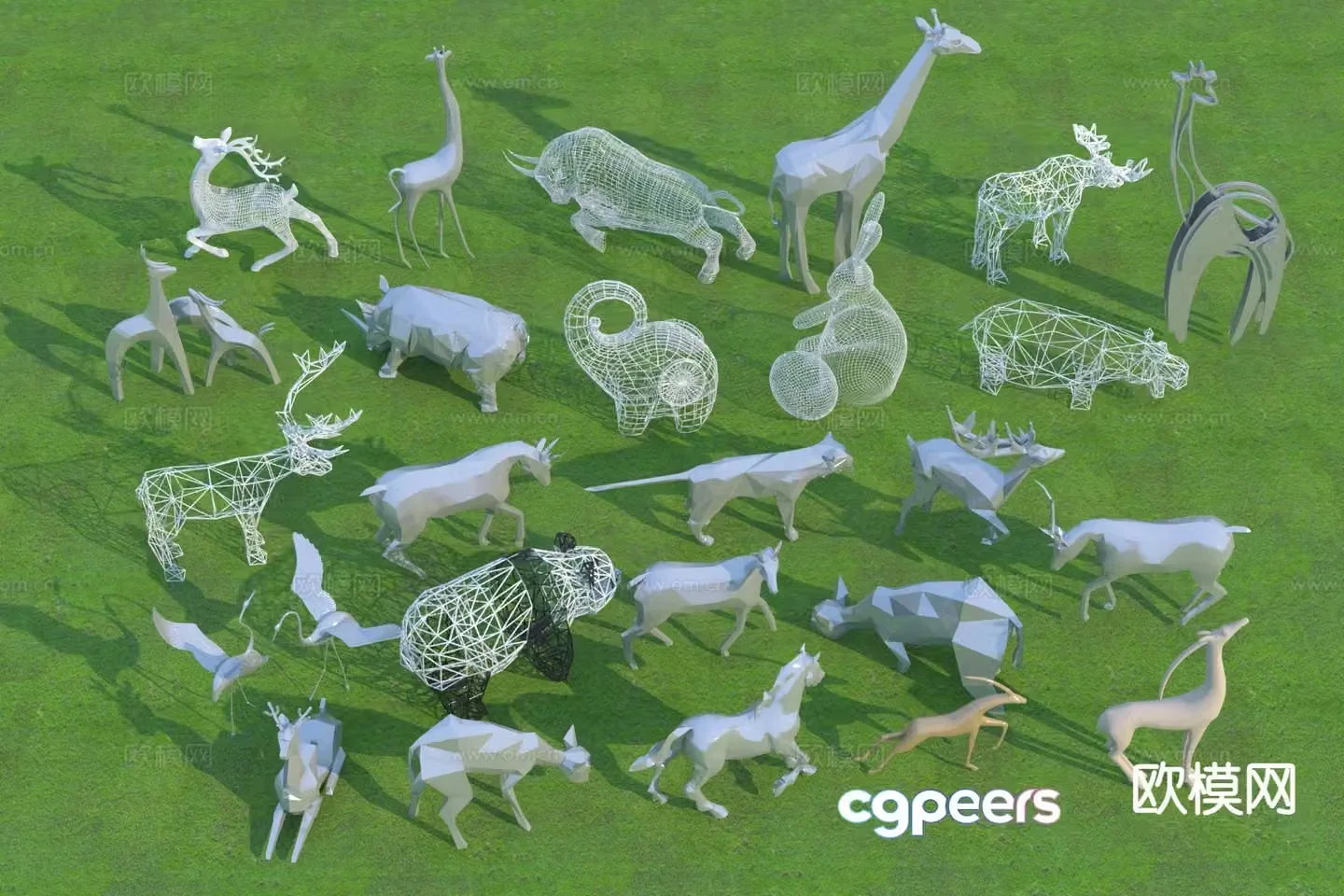 Modern animal sculpture hollow sculpture 3d model