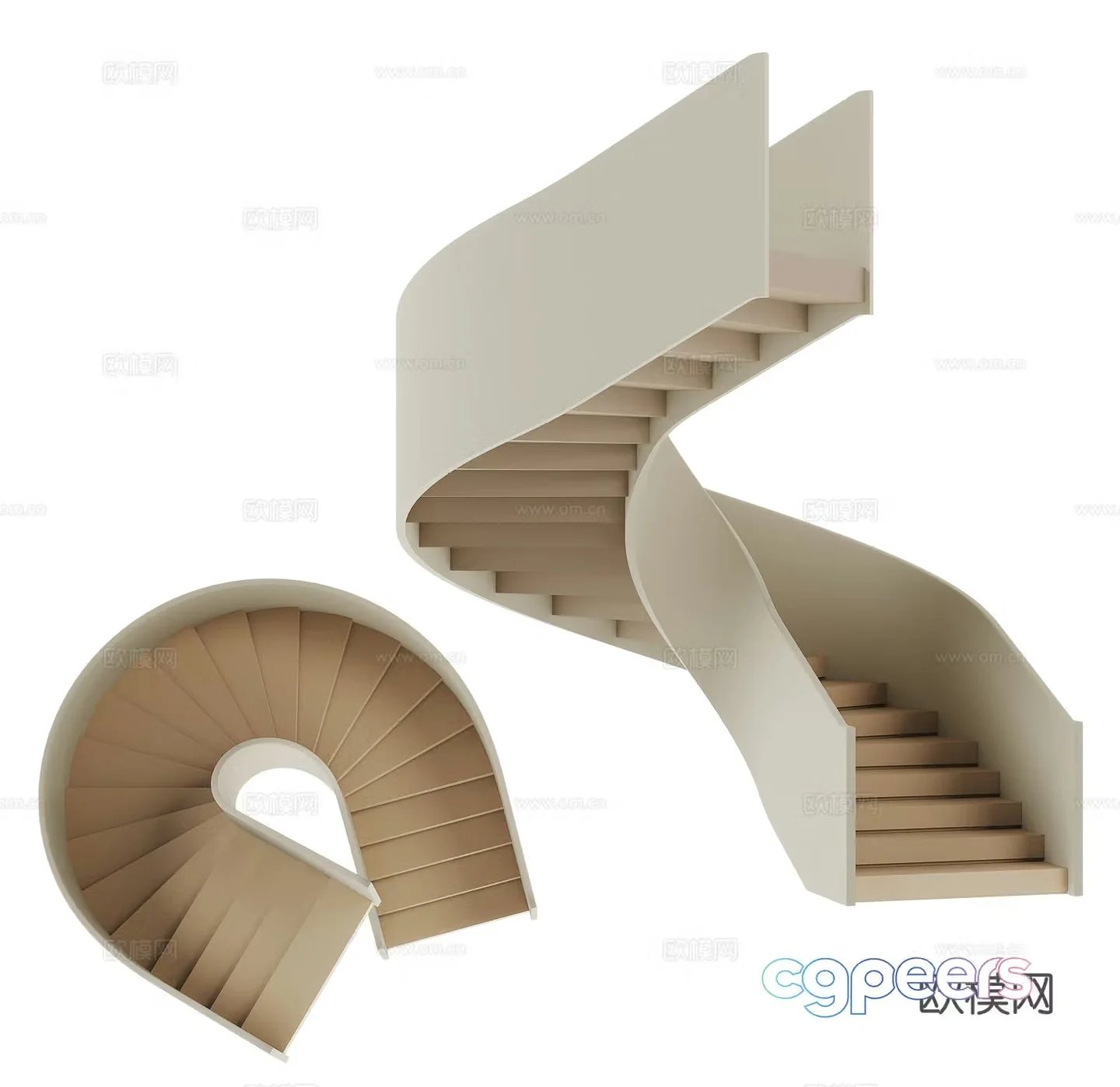 Modern spiral staircase 3d model