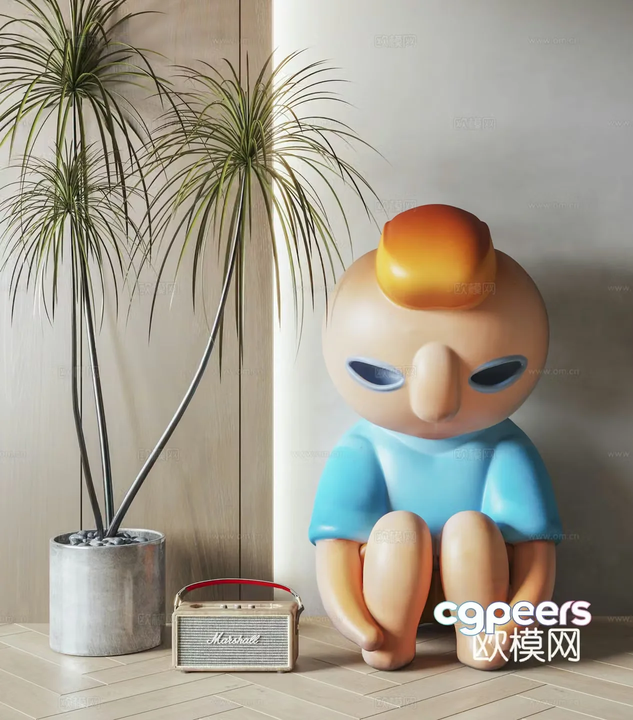 Modern doll sculpture 3d model