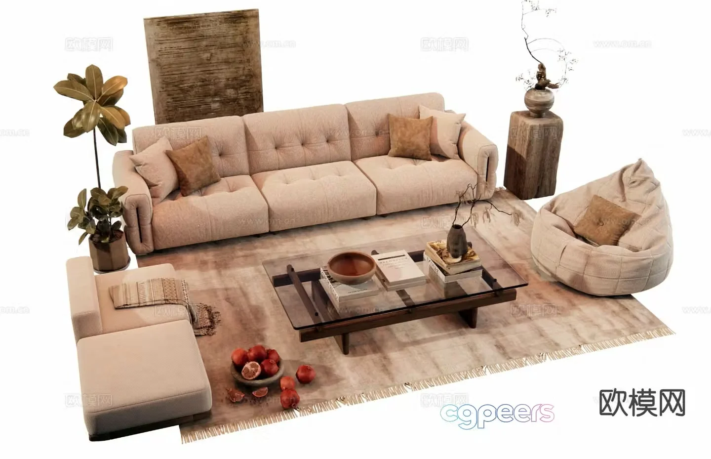 Wabi Sabi modular sofa 3d model