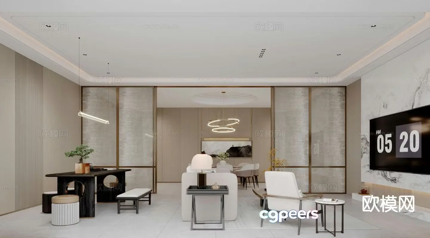 New Chinese style living room 3d model