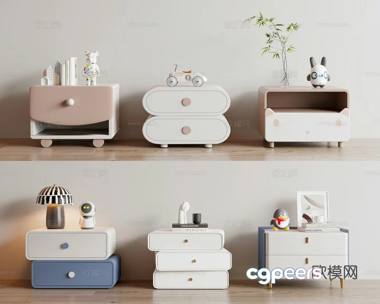 Modern children’s bedside table 3d model