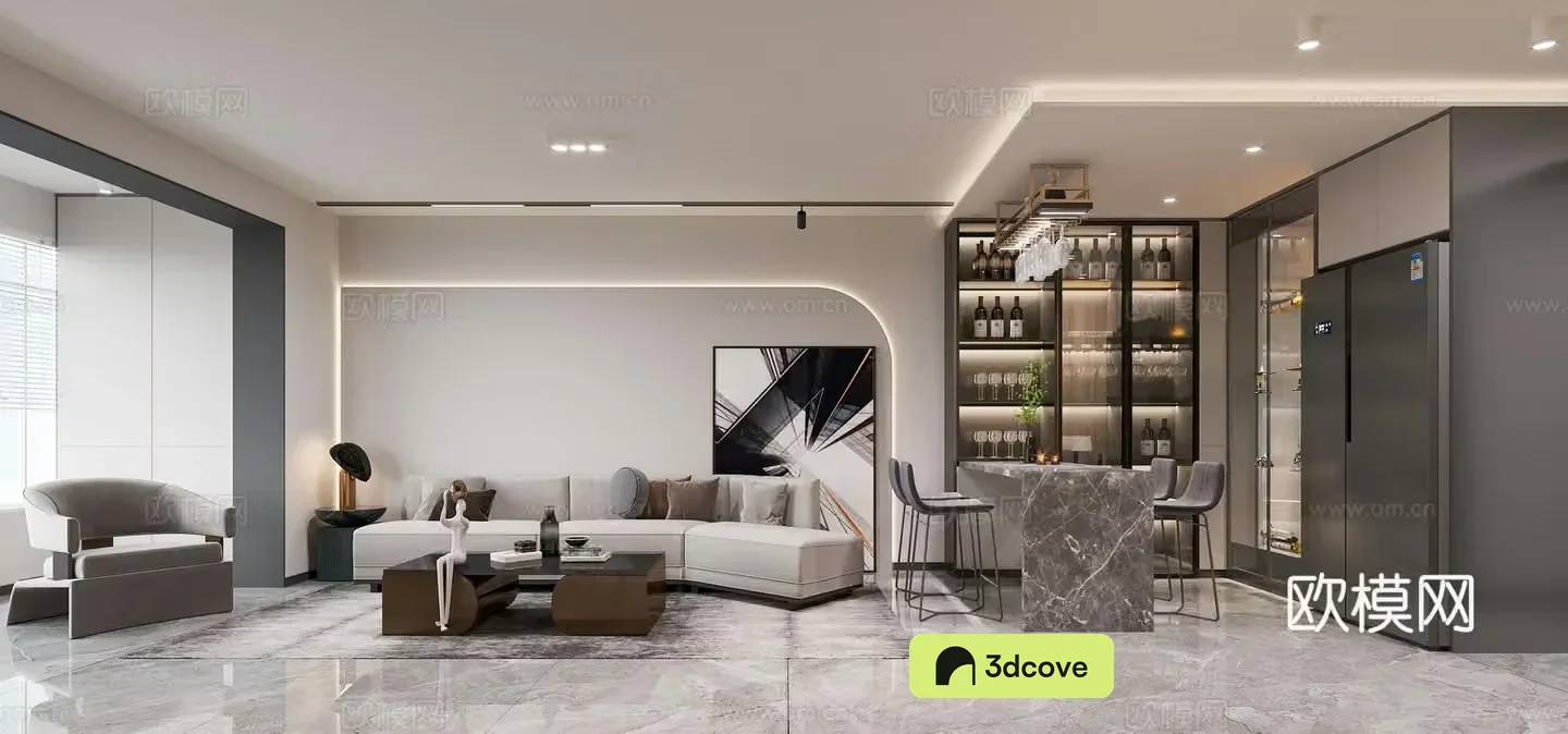 Modern living and dining room
