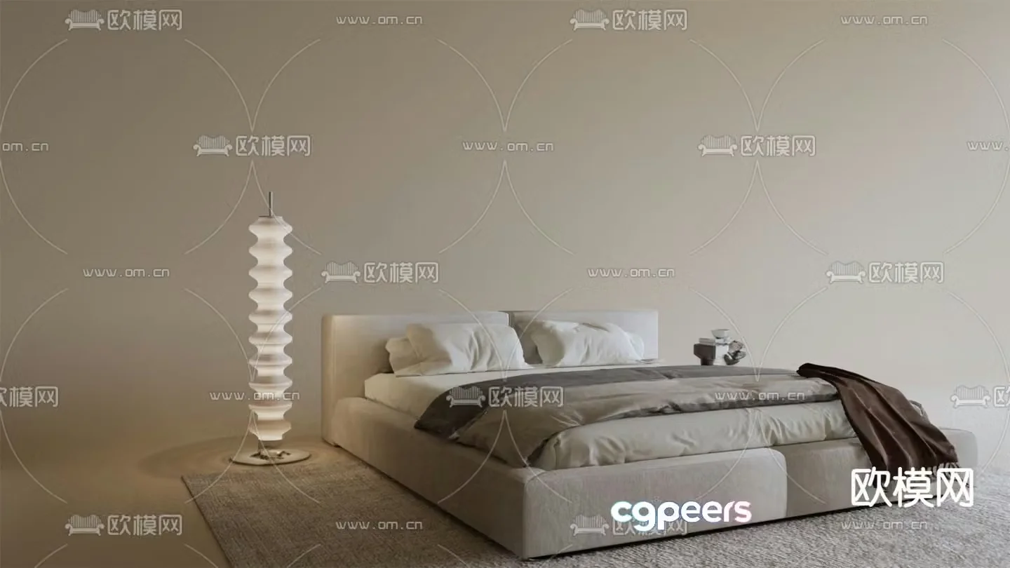 Modern double bed 3d model