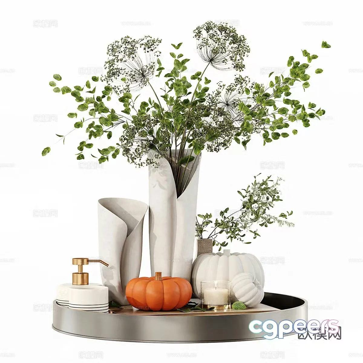 New Chinese vase flower art jewelry ornaments 3D model