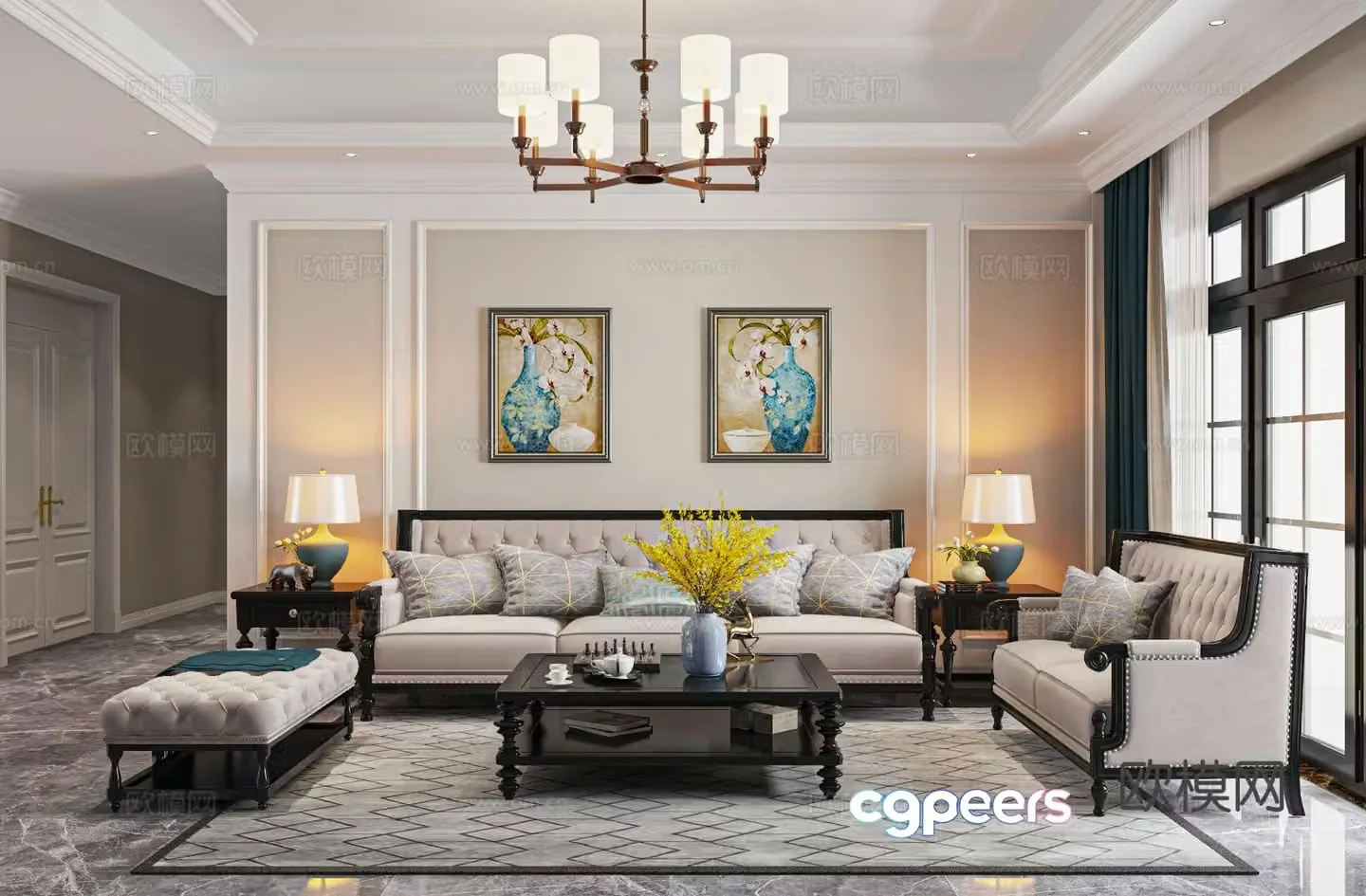 American living room 3d model