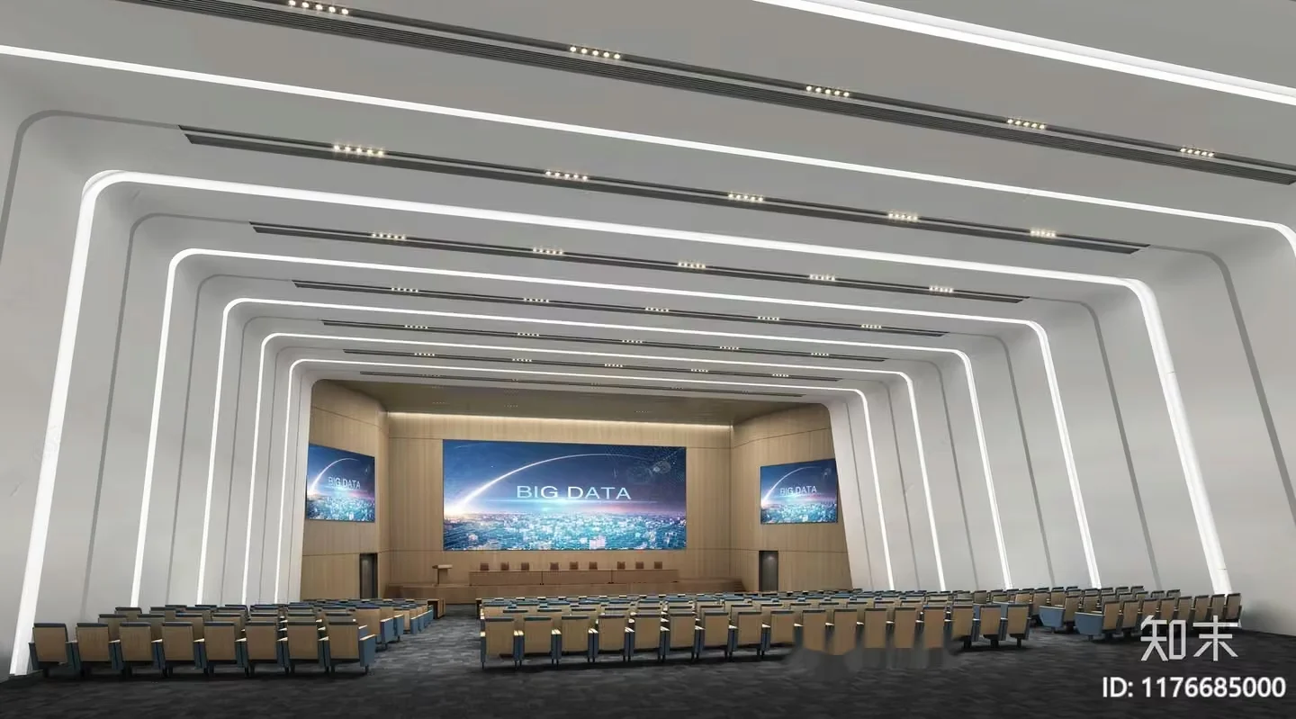 The Main Subject In This Image Is A Large Auditorium With A Stage And 3D Model – 14446 – VRAY Render