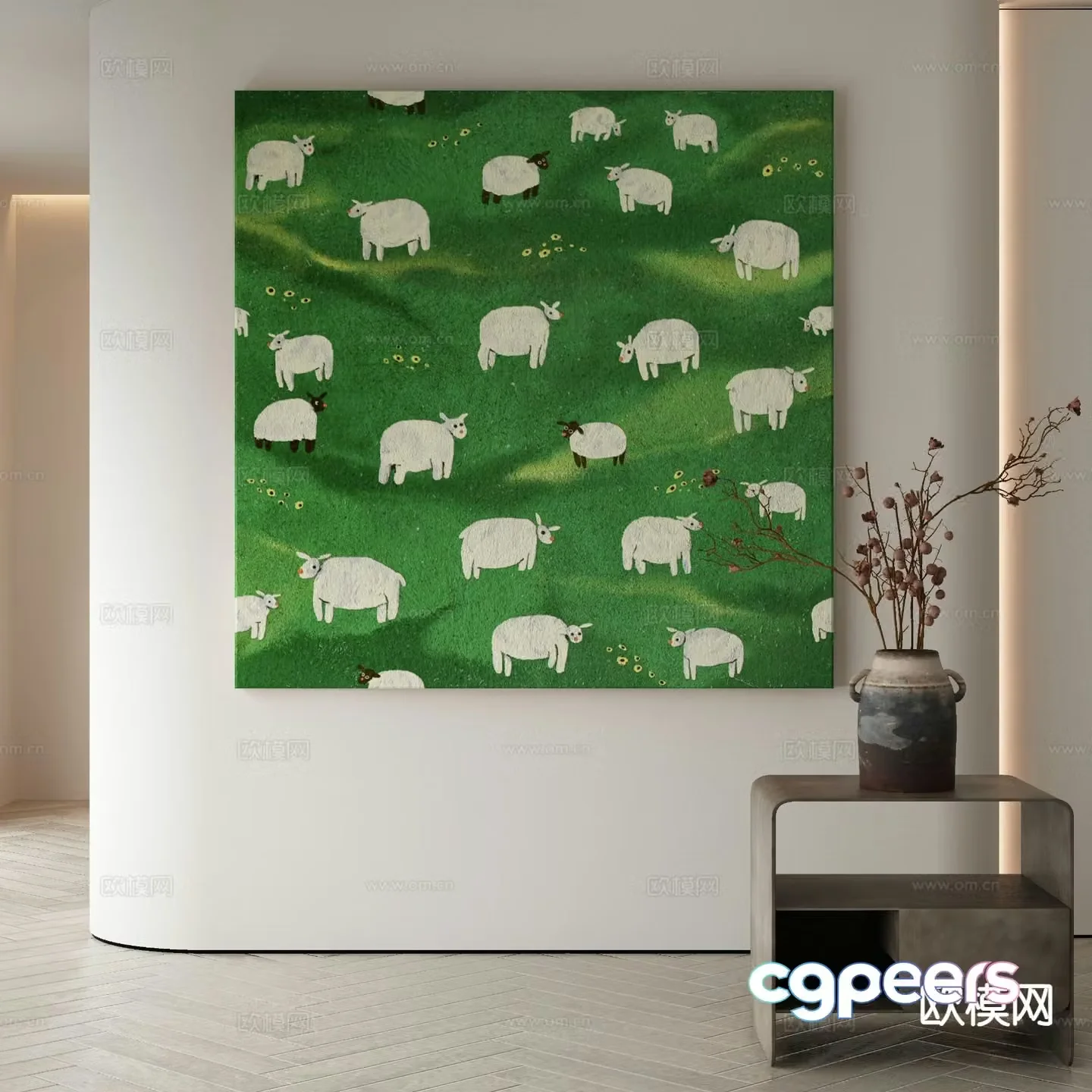 Modern decorative painting sheep hanging painting children’s painting 3D model