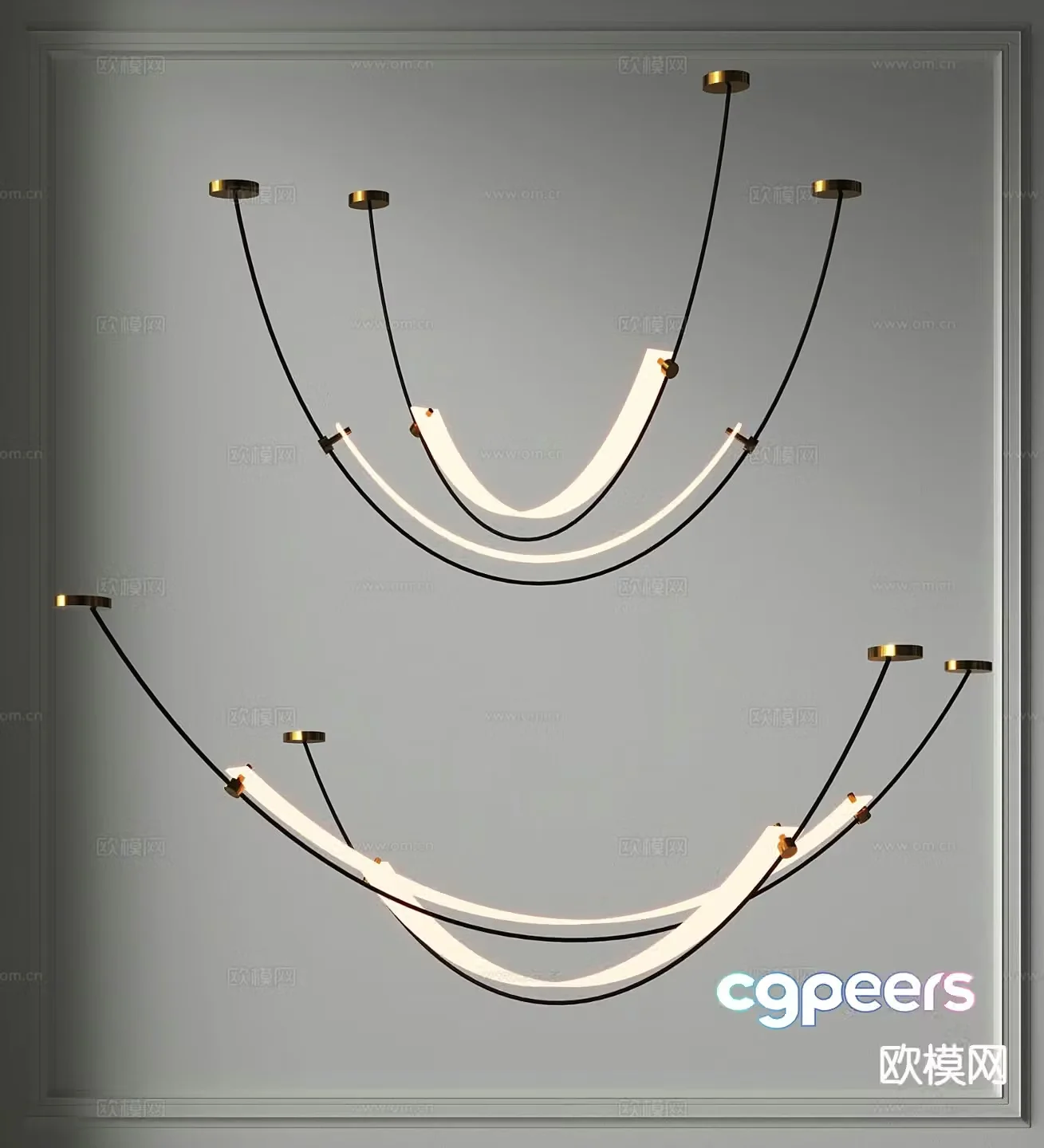 Light luxury metal chandelier curve chandelier linear chandelier 3d model