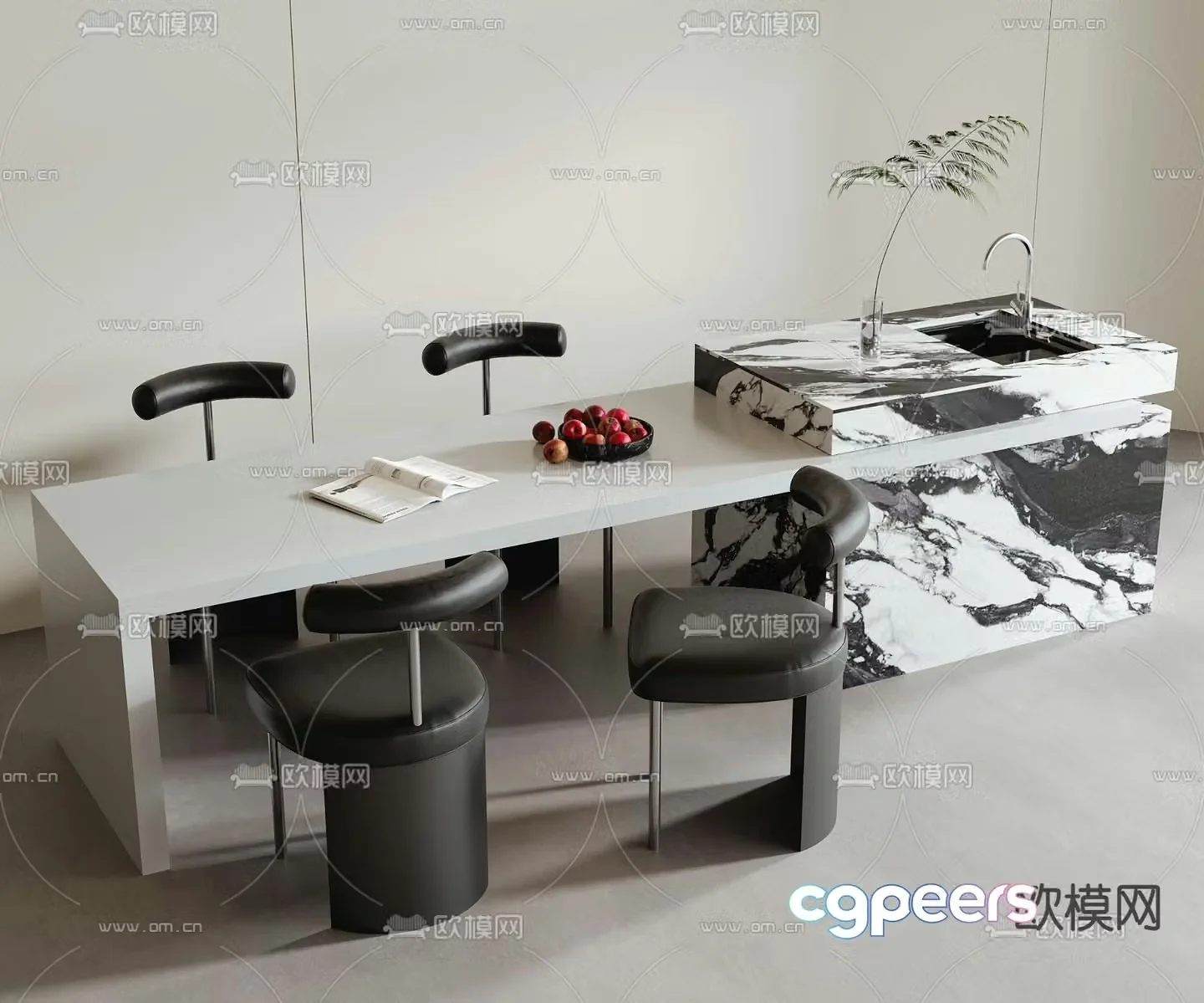 Nakajima dining table and chairs 3d model