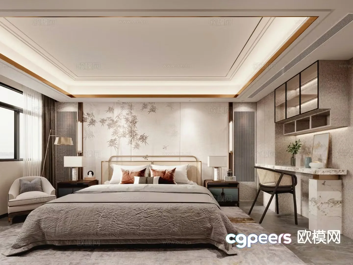 New Chinese style bedroom master bedroom 3d model