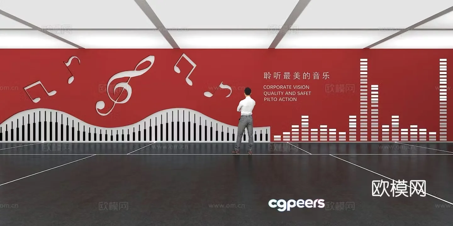 Cultural wall Music culture wall Display wall Classroom Exhibition hall Campus culture Corridor Teaching 3D model