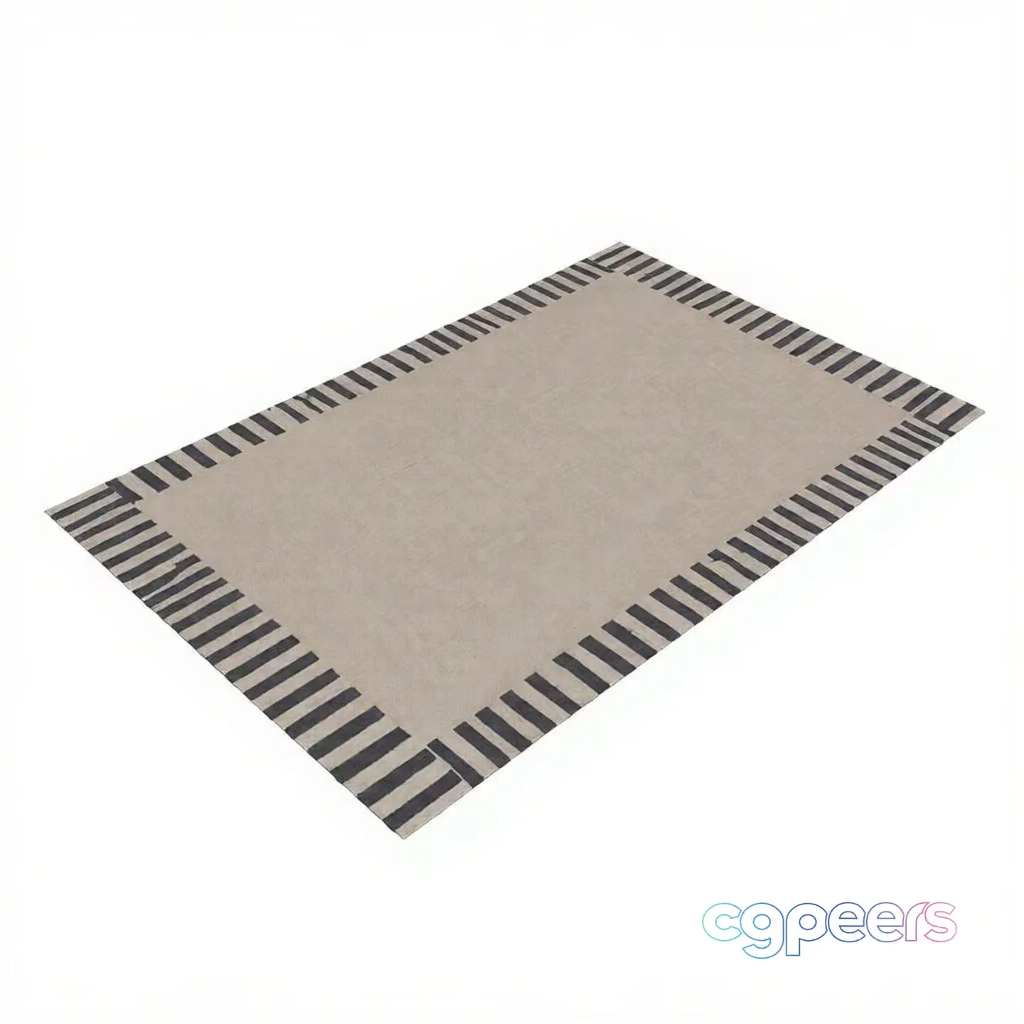 A Rectangular Rug With A Gray And White Striped Border 3D Model – 3251 – VRAY Render