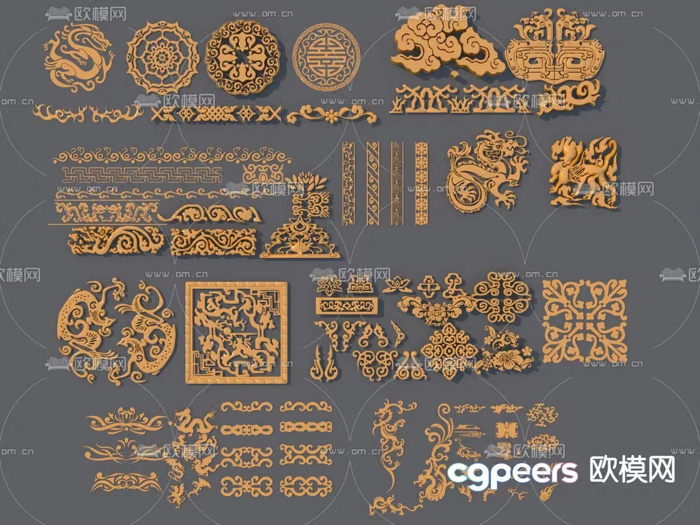 Chinese antique carving corner flower decorative pattern hollow pattern 3d model