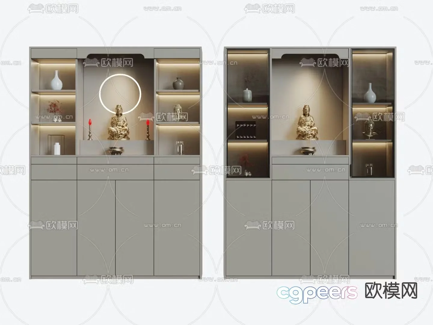 New Chinese style Buddhist niche shrine sacred cabinet 3D model