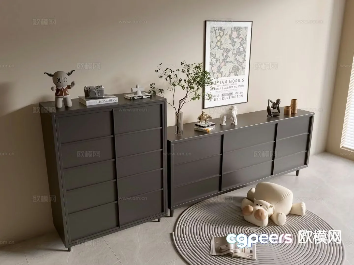 Modern chest of drawers side cabinet 3d model