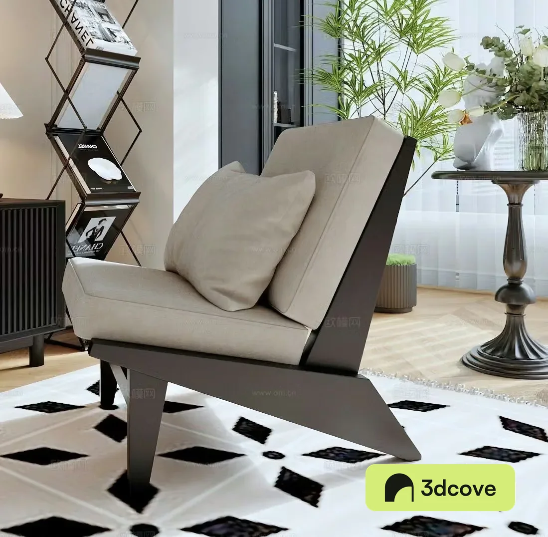 Medium style leisure chair 3d model