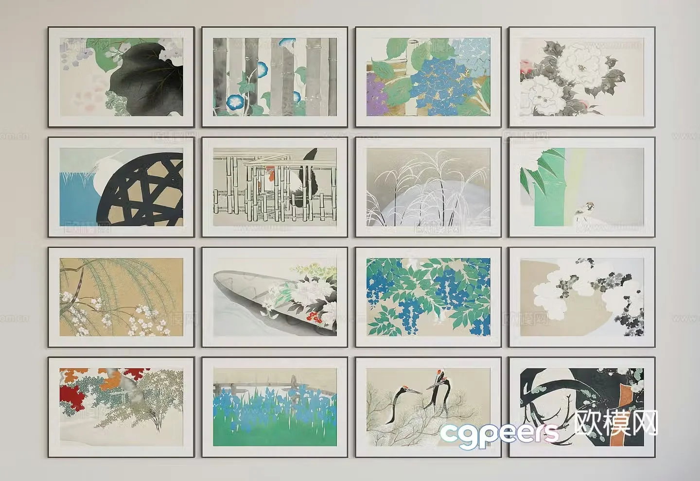 New Chinese style hanging painting ink painting decorative painting 3D model