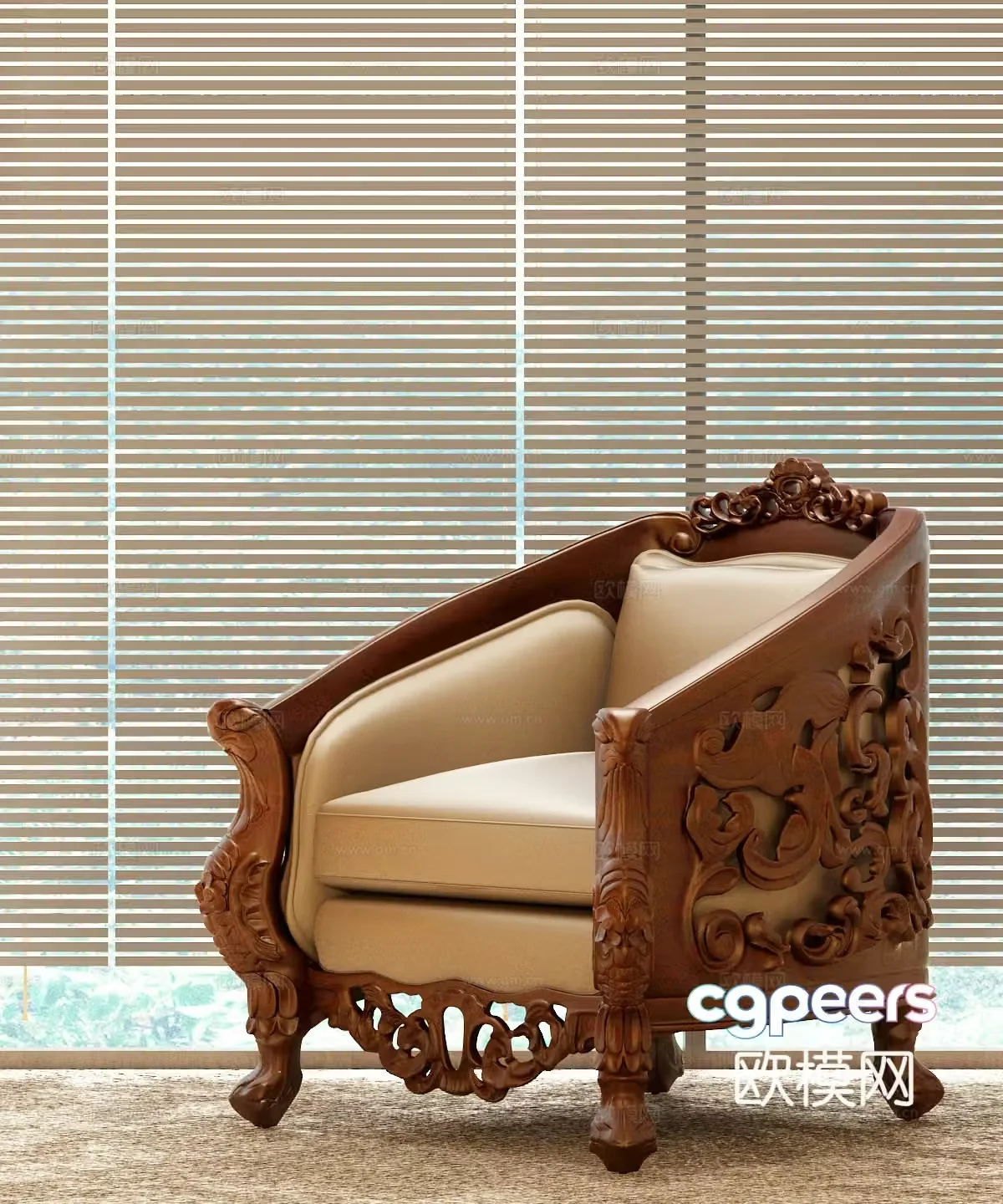 French single chair European single chair 3D model